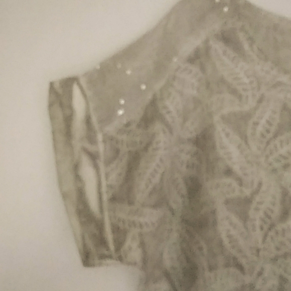 LINEN MIDI DRESS SHIFT by Italy's Lungo L' Arno Taupe Cream Hi-Lo Hem Size Large - Picture 6 of 7